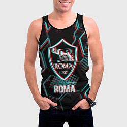 Майка-безрукавка мужская Roma FC в стиле Glitch на темном фоне, цвет: 3D-черный — фото 2