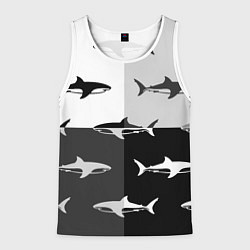 Майка-безрукавка мужская Стая акул - pattern, цвет: 3D-белый