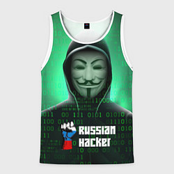 Майка-безрукавка мужская Russian hacker green, цвет: 3D-белый
