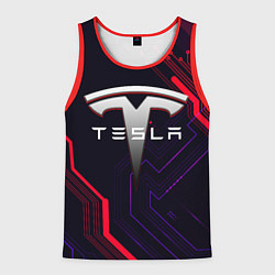 Майка-безрукавка мужская Тесла электросхемы, цвет: 3D-красный