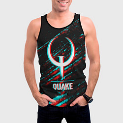 Майка-безрукавка мужская Quake в стиле glitch и баги графики на темном фоне, цвет: 3D-черный — фото 2