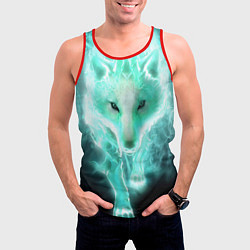 Майка-безрукавка мужская Волк из света, цвет: 3D-красный — фото 2