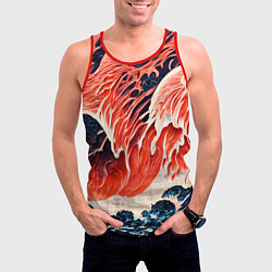 Майка-безрукавка мужская Великая красная волна, цвет: 3D-красный — фото 2