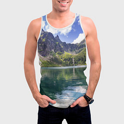 Майка-безрукавка мужская Прозрачное горное озеро, цвет: 3D-белый — фото 2