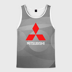 Майка-безрукавка мужская Mitsubishi - серая с кружочками абстракция, цвет: 3D-белый