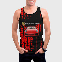 Майка-безрукавка мужская Porsche - авто, цвет: 3D-черный — фото 2
