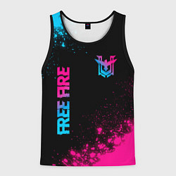 Мужская майка без рукавов Free Fire - neon gradient: символ и надпись вертик