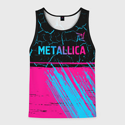 Майка-безрукавка мужская Metallica - neon gradient: символ сверху, цвет: 3D-черный