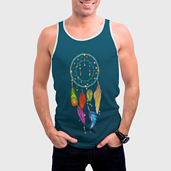 Майка-безрукавка мужская Ловец снов - индейский амулет, цвет: 3D-белый — фото 2