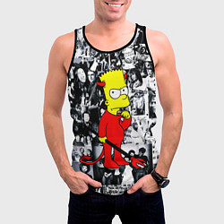 Майка-безрукавка мужская Барт Симпсон - чёрт на фоне своих подопечных, цвет: 3D-черный — фото 2
