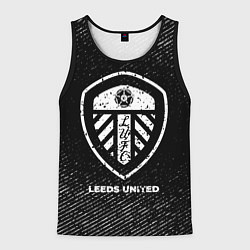 Майка-безрукавка мужская Leeds United с потертостями на темном фоне, цвет: 3D-черный