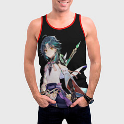 Майка-безрукавка мужская Адепт Сяо - Минимализм, цвет: 3D-красный — фото 2