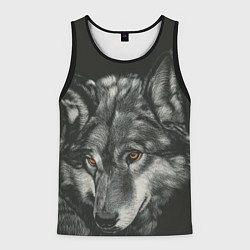 Майка-безрукавка мужская Серый мудрый волк, цвет: 3D-черный