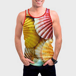 Майка-безрукавка мужская Разноцветные створки океанских раковин, цвет: 3D-красный — фото 2