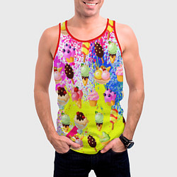 Майка-безрукавка мужская Вкусные Мороженки, цвет: 3D-красный — фото 2