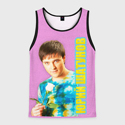 Майка-безрукавка мужская Юрий Шатунов с белой розой, цвет: 3D-черный