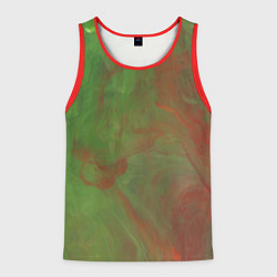Майка-безрукавка мужская Зелёные и красные волны красок, цвет: 3D-красный