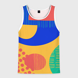 Майка-безрукавка мужская Геометрические разноцветные фигуры, цвет: 3D-белый