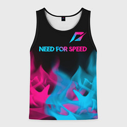 Майка-безрукавка мужская Need for Speed - neon gradient: символ сверху, цвет: 3D-черный