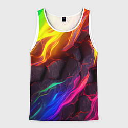 Майка-безрукавка мужская Neon rainbow lava, цвет: 3D-белый