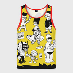 Майка-безрукавка мужская Весёлая компашка мультфильма Симпсоны - полный рас, цвет: 3D-красный