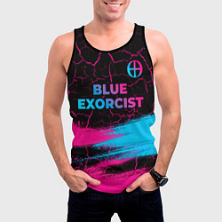 Майка-безрукавка мужская Blue Exorcist - neon gradient: символ сверху, цвет: 3D-черный — фото 2