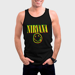 Майка-безрукавка мужская Nirvana logo glitch, цвет: 3D-черный — фото 2