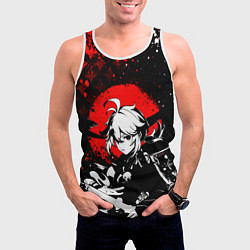 Майка-безрукавка мужская Кадзуха - Мрачный геншин, цвет: 3D-белый — фото 2