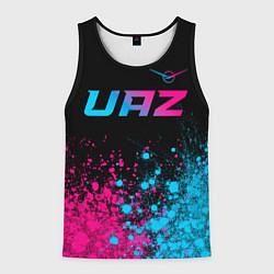 Майка-безрукавка мужская UAZ - neon gradient: символ сверху, цвет: 3D-черный