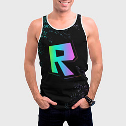 Майка-безрукавка мужская Roblox logo neon, цвет: 3D-белый — фото 2