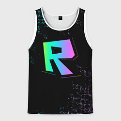 Майка-безрукавка мужская Roblox logo neon, цвет: 3D-белый