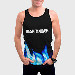 Майка-безрукавка мужская Iron Maiden blue fire, цвет: 3D-черный — фото 2