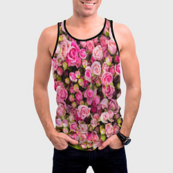 Майка-безрукавка мужская Фон из розовых роз, цвет: 3D-черный — фото 2