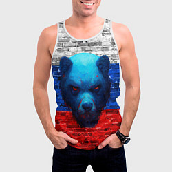 Майка-безрукавка мужская Русский медведь арт, цвет: 3D-белый — фото 2