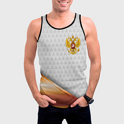 Майка-безрукавка мужская Герб РФ с золотой вставкой, цвет: 3D-черный — фото 2