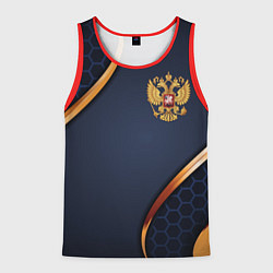 Майка-безрукавка мужская Blue & gold герб России, цвет: 3D-красный