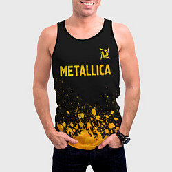 Майка-безрукавка мужская Metallica - gold gradient: символ сверху, цвет: 3D-черный — фото 2