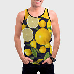 Майка-безрукавка мужская Лимонные дольки, цвет: 3D-черный — фото 2