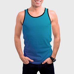 Майка-безрукавка мужская Градиент - морская глубина, цвет: 3D-черный — фото 2