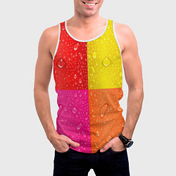 Майка-безрукавка мужская Капли дождя на цветных подложках - паттерн, цвет: 3D-белый — фото 2