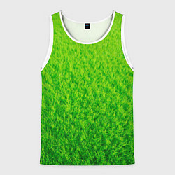 Майка-безрукавка мужская Трава зеленая, цвет: 3D-белый