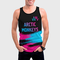 Майка-безрукавка мужская Arctic Monkeys - neon gradient: символ сверху, цвет: 3D-черный — фото 2