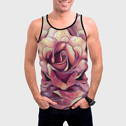 Майка-безрукавка мужская Крупная роза маслом, цвет: 3D-черный — фото 2