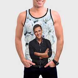 Майка-безрукавка мужская Шатунов на фоне роз, цвет: 3D-черный — фото 2