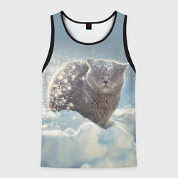 Майка-безрукавка мужская Кот встречает Новый Год!, цвет: 3D-черный