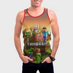 Майка-безрукавка мужская Тимофей Minecraft, цвет: 3D-красный — фото 2