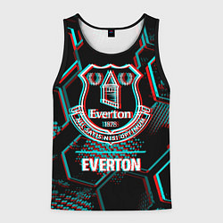 Майка-безрукавка мужская Everton FC в стиле glitch на темном фоне, цвет: 3D-черный