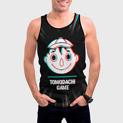 Майка-безрукавка мужская Символ Tomodachi Game в стиле glitch на темном фон, цвет: 3D-черный — фото 2