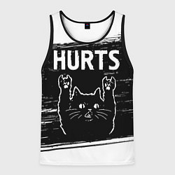 Майка-безрукавка мужская Группа Hurts и рок кот, цвет: 3D-черный