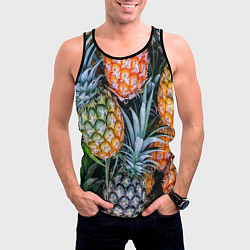 Майка-безрукавка мужская Фон из ананасов, цвет: 3D-черный — фото 2